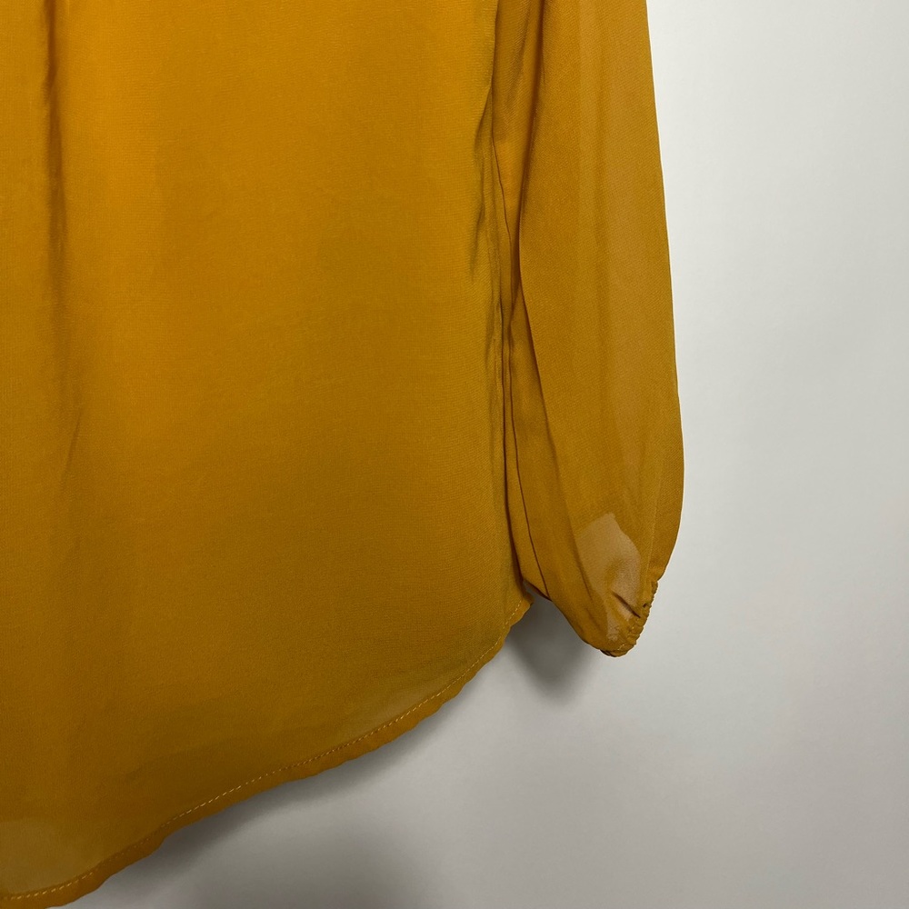 Long Sleeve Mustard Yellow Business Top - Picture 3 of 6